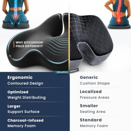 Image of Ergo Office Chair Cushion for Back Pain, Sciatica, Tailbone Pain Relief