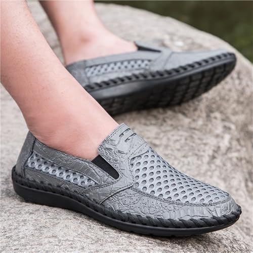 Mens Loafers Shoe Breathable Lightweight Stitching Details Driving Loafers Flat Heel Anti-Slip Slip Resistant Walking Prom Slip-ons4