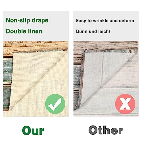 Hanrunsi Table Runner Modern Living Room Spring Place Mats Green Blue Grey Planks Barn Table Mats Runner Set for Dining Table Party Wedding Linen 33 x 183 cm - Image 3