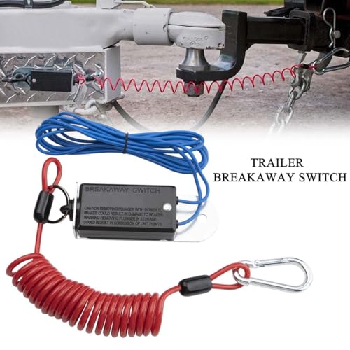 NFSpeeding 6ft Trailer Breakaway Switch, Breakaway Coiled Cable with Electric Brake Switch Breakaway and Coiled Cable Fits for RV Towing Trailer - Thumbnail 3