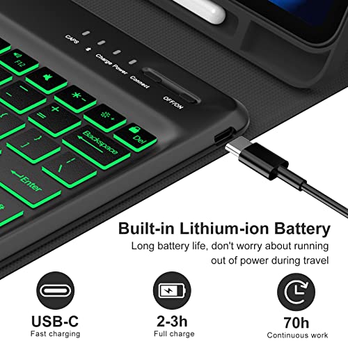 Ipad Pro 12.9 Case With Keyboard-3Rd, 4Th, 5Th, 6Th Generation, 7 Pure Colors Rgb Backlight, Usb-C, Bluetooth, Detachable - Smart Keyboard Folio Case For Ipad Pro 12.9-Inch With Pencil Holder (Black) #TOP3
