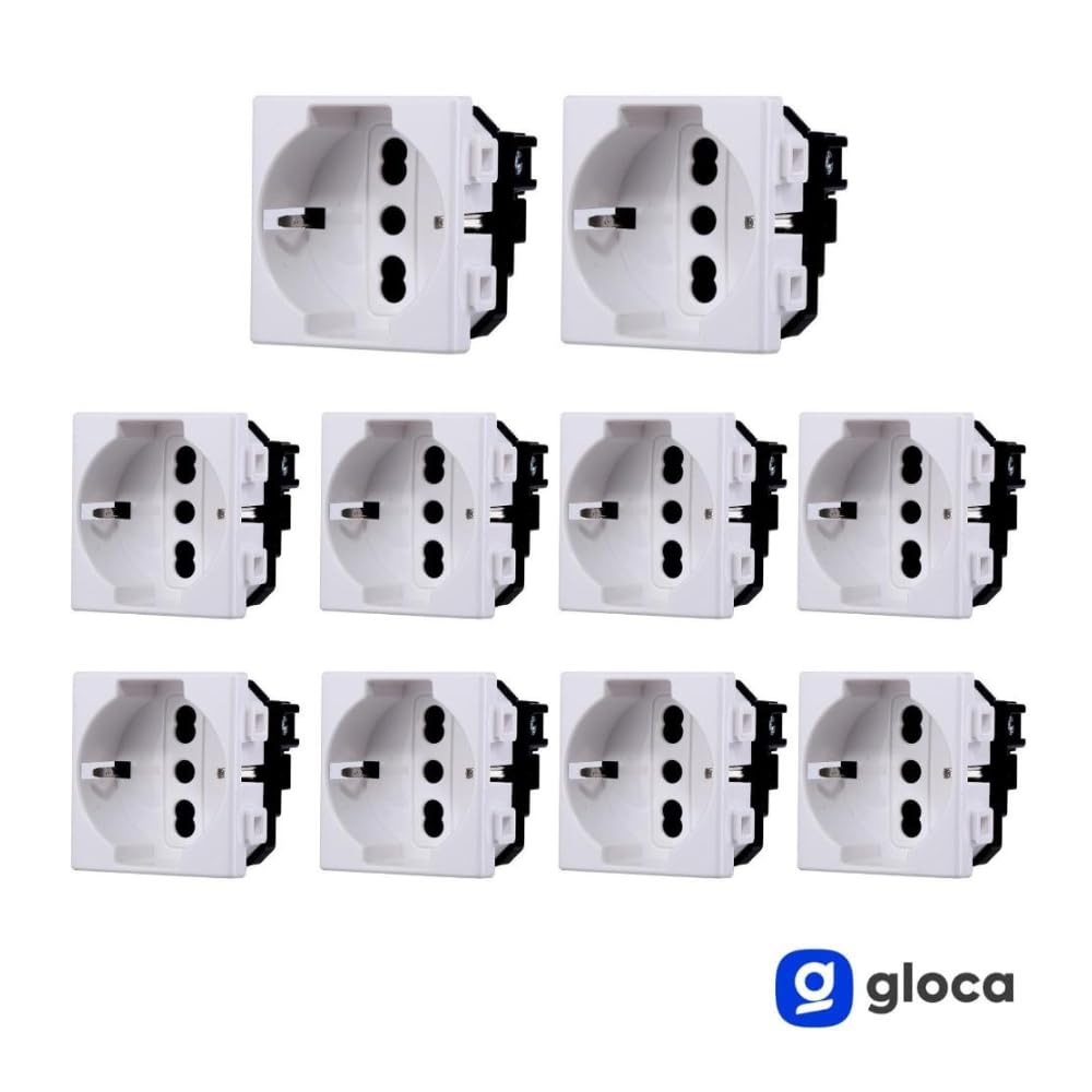 gloca Prise Schuko 2P+T 16A compatible plate (10)