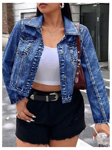 MakeMeChic Women's Plus Size Jacket Button Down Collared Long Sleeve Y2K Coat4