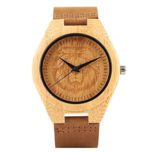 Orologio in Bambù con Testa di Leone