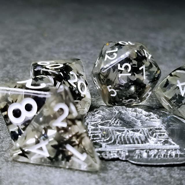 Sage's Portal Familiars and Reagents Resin DND Dice Set Polyhedral Dice Set for Dungeons and Dragons RPG Tabletop TTRPG (Night Moths)