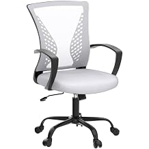 Home Office Chair Ergonomic Desk Chair Mesh Computer Chair with Lumbar Support & Armrest,Adjustable Mid Back Task Chair Executive Modern Rolling Swivel Chair for Students Teens Adults,White