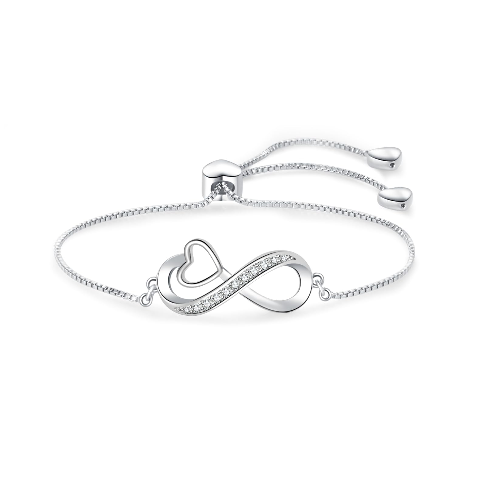 SBI Jewelry Infinity Bracelet for Women Adjustable Silver Stainless Steel Chain Bracelets Wristlet for Women