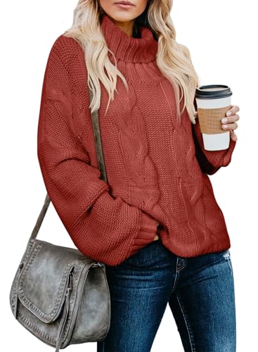 Dokotoo Women Winter Clothes Casual Turtleneck High Neck Winter Clothes Long Sleeve Cable...
