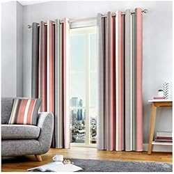 Cortinas 100 Algodon Fusion Cojín de Rayas Whitworth, 100% algodón, Forro: 52% poliéster y 48% algodón., Curtains: 46´´ Width x 72´´ Drop (117 x 183cm)
