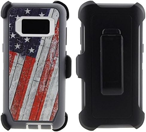 Galaxy S8 PLUS Case, 3-Layer Protection Military Grade Rugged Shockproof Defender Case for Samsung Galaxy S8+ Models (With Belt Clip Holster) (American Flag)