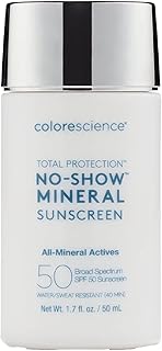 Colorescience Total Protection No-Show Mineral Sunscreen SPF 50, 1.7oz, 100% Invisible all-mineral sunscreen for all skin ...