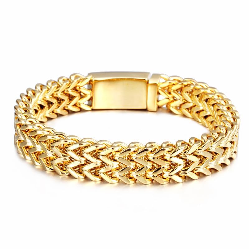 18K gold Cuban bracelet fashion accessories men's solid Miami hip-hop style mesh bracelet Christmas and holiday gifts