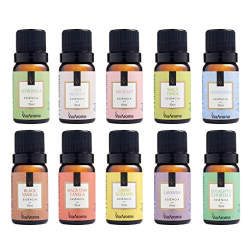 Kit 10 Essências Sortidas Via Aroma 10ml para Aromatizador