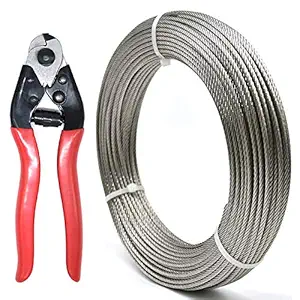 WELTEK 210 Feet 1/8 Stainless Steel Aircraft Wire Rope T316 7x7 & Cable Cutter for Deck Cable Railing Kit