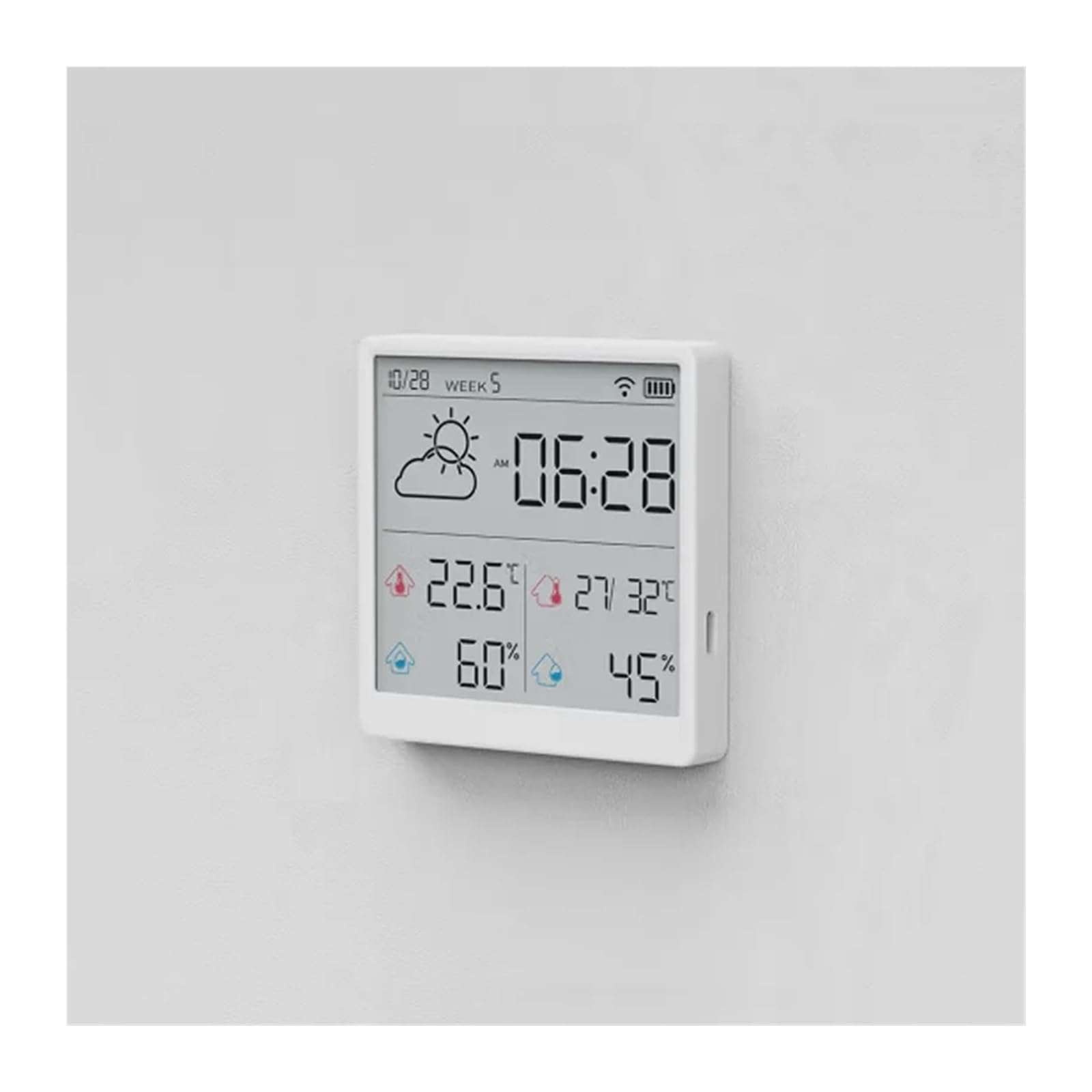 Duka TH3 Elektroniczny czujnik temperatury i wilgotności Inteligentna stacja pogodowa domowa typu C Akumulatorowy cyfrowy termometr Higrometr Prognoza pogody(TH3 -WHITE)
