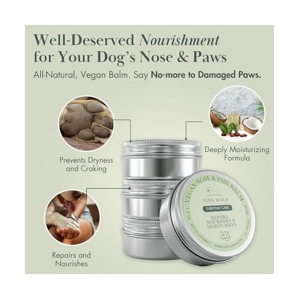 Nina Woof Vegane Pfotenbalsam Hund – 100% natürliche Cremebutter & Wachs für Pfotenpflege Hund. Heilt, regeneriert & stärkt trockene, rissige & beschädigte Pfoten. Feuchtigkeitspflege & Schutz. 50 ml – Bild 7