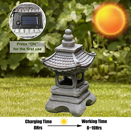 Morlinca Pagoda Garden Statue Outdoor,Zen Garden Decor,Solar Powered Statue Japanese Garden Decor,For Landscape Balcony,Garden, Patio, Porch Yard Art Ornament,A1 #TOP6