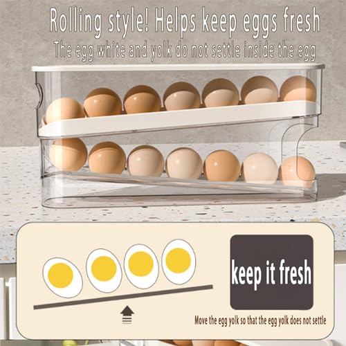 Wacoi EGG TRAYS1-2 Auto Rolling Fridge Egg Organizer, Space Saving Eggs Dispenser For Refrigerator Storager thumb #2