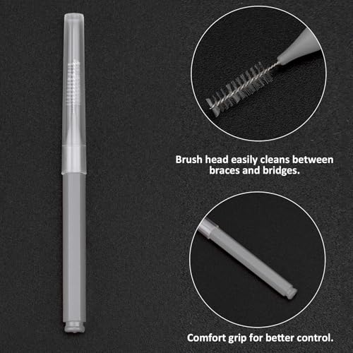 Image of Patelai 100 Pieces Braces Dental Brush for Cleaner Interdental Toothpick Dental Tooth Flossing Head Oral Hygiene Flosser Toothpick Cleaners Tooth Tool(White, Grey,Ideal Size)