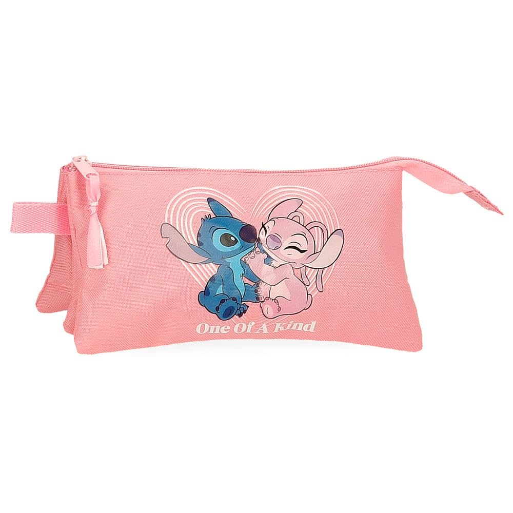 Joumma Disney Stitch One of a Kind Estuche Triple Rosa 22x12x5 cms Poliéster 1,32L