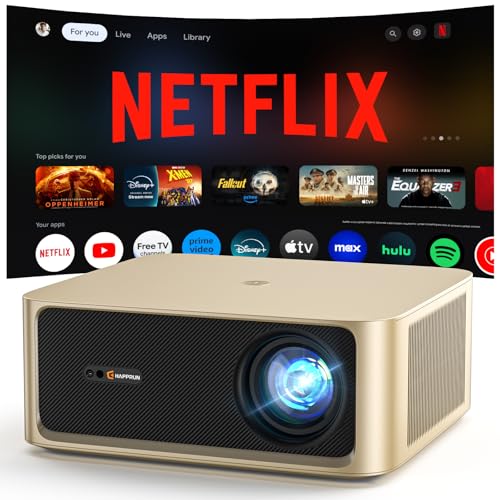 Image of HAPPRUN 2500 ANSI Lumens Outdoor Projector with Built-in Streaming Apps, 4K Decoding Resolution, Dolby Audio, WiFi 6 and Bluetooth 5.2 for Indoor and Outdoor Home Theater