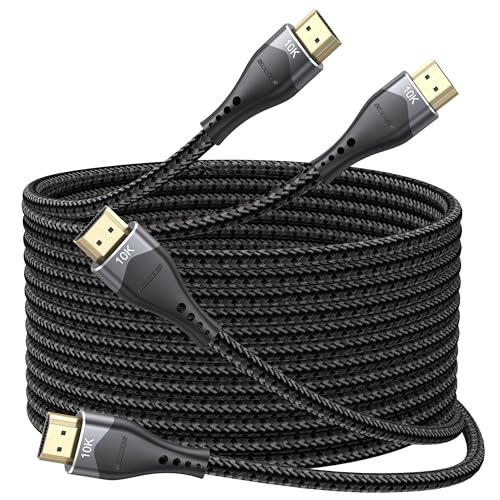 Image of HDMI Cable 10FT 2-Pack 10K 8K 4K, HDMI 2.1 Cable 48Gbps Ultra High Speed Braided HDMI Cord 8K@60Hz, 4K@120Hz eARC, HDR10+, HDCP2.2&2.3 for PS5, Roku TV, HDTV, Monitor, Projector, Blu-ray