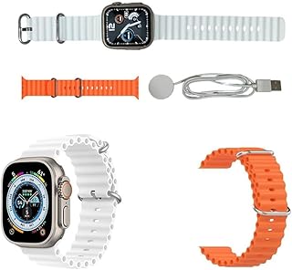 ساعة ذكية X9 بلس الترا2 شاشة HD عالية الدقة متتبع لياقة بدنية المكالمات الموسيقى نسبة الأكسجين الطقس التقويم الشحن اللاسلكي تطبيق ويرفيت برو IOS أندرويد للرجال النساء من ادهوماكس برتقالي سوار أبيض