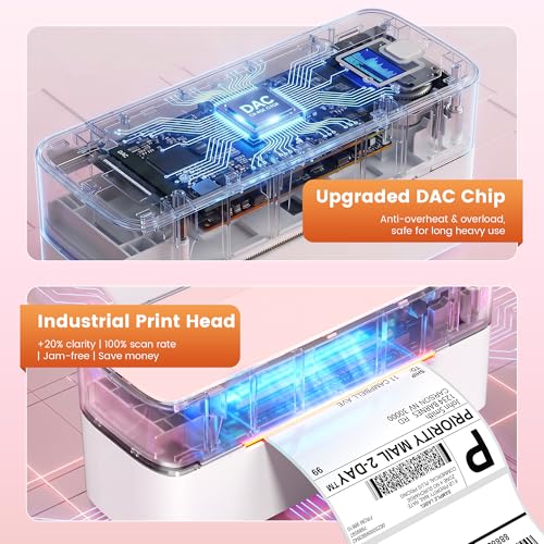 Image of Phomemo High-Speed Bluetooth Thermal Label Printer & 100Pcs 4x6 Thermal Shipping Label, Pink Labels Printers for Shipping Package, Compatible with iPhone, Android, Shopify, Amazon, USPS