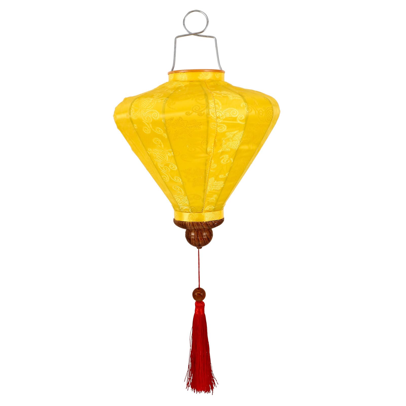 Gadpiparty Vietnamese Silk Lantern, Oval Oriental Lantern 30cm Foldable or Japanese Hanging Lanterns for 2024 New Year Outdoor Birthday Party Wedding Garden Home Yellow