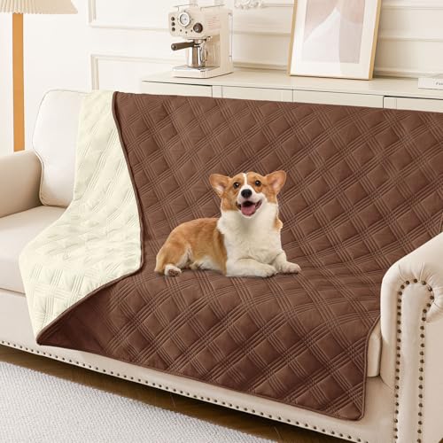 hyha Waterproof Reversible Dog Blanket, Soft Couch Cover for Dogs Washable