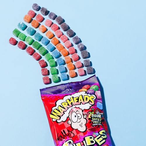 WARHEADS Cubes - Sour Sweet & Fruity Chewy Candy - Orange, Watermelon, Blue Raspberry, Black Cherry, Strawberry & Green Apple Flavors - 1 lb. Bulk Bag - Thumbnail 5