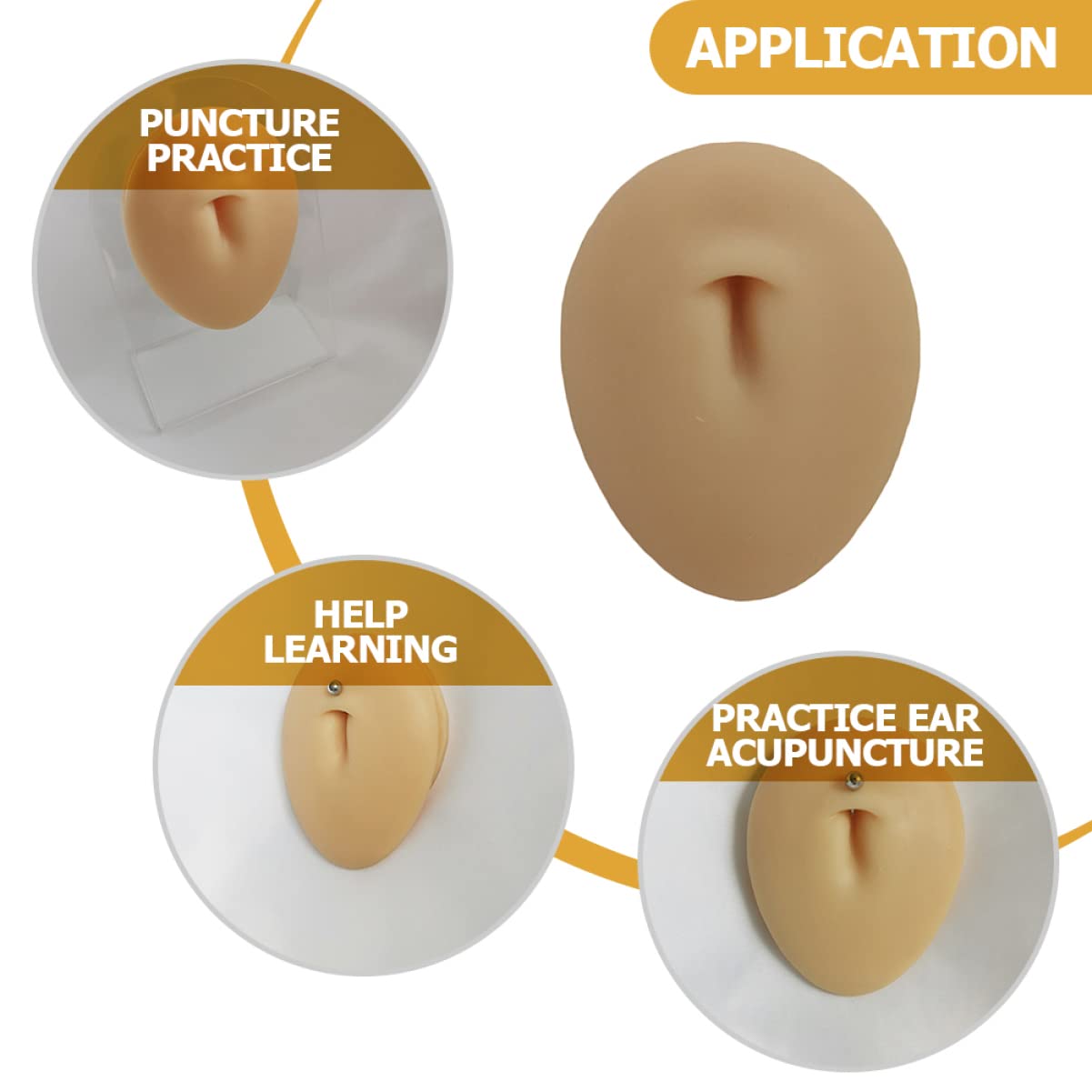 Baluue 2 Stücke Piercing Gummi Menschliche Teil Display Praxis für Lehre Taste Künstliche Silikon Flexible Nabel Akupunktur Körpermodell Simulation Praktische Display Verwenden