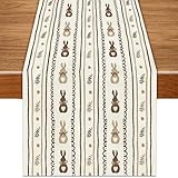 Heirloom Haven Easter Bunny Rabbit Table Runner 13x72 Inch,Stripe Plant Seasonal Spring Holiday Table Decorations for Farmhouse Kitchen Dinning Indoor Outdoor Home Party Decor