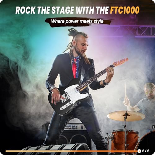 Fesley 39" TL Style Electric Guitar: Solid Body Electric Guitars for Intermediate &Pro Players with Wilkinson Pickups,Grover Tuners,6 String Guitar with Roasted Maple Neck,Rosewood Fingerboard,Black - Thumbnail 7