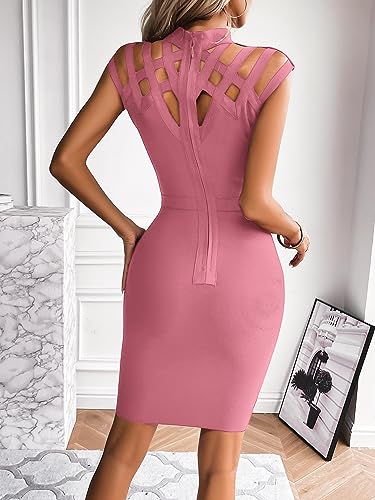 Image of meilun Hight Neck Cut Out Bandage Dress Mini Formal Party Gowns Wedding Guest Dress for Women