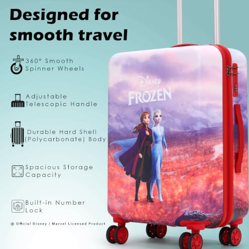 Image of NOVEX Disney Frozen Travelling Kids Trolley Bags For Girls | Spinner Luggage /Suitcase For Kid With 4 Wheel | Red, 18-Inch Roller Case | Polycarbonate Unique Bags, 50 Cm