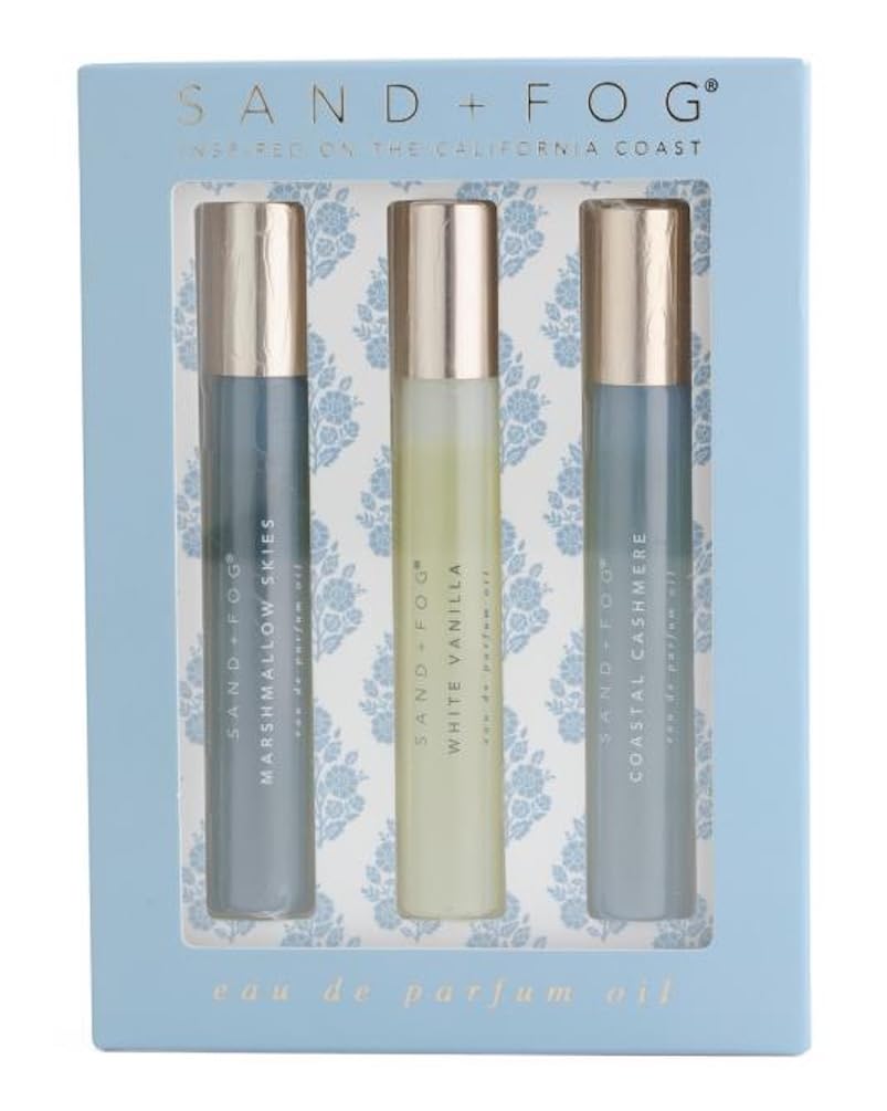 Sand + Fog Eau De Parfum Oil Gift Set, 3 Pack, 0.33 fl oz Each (Marshmallow Skies, White Vanilla
