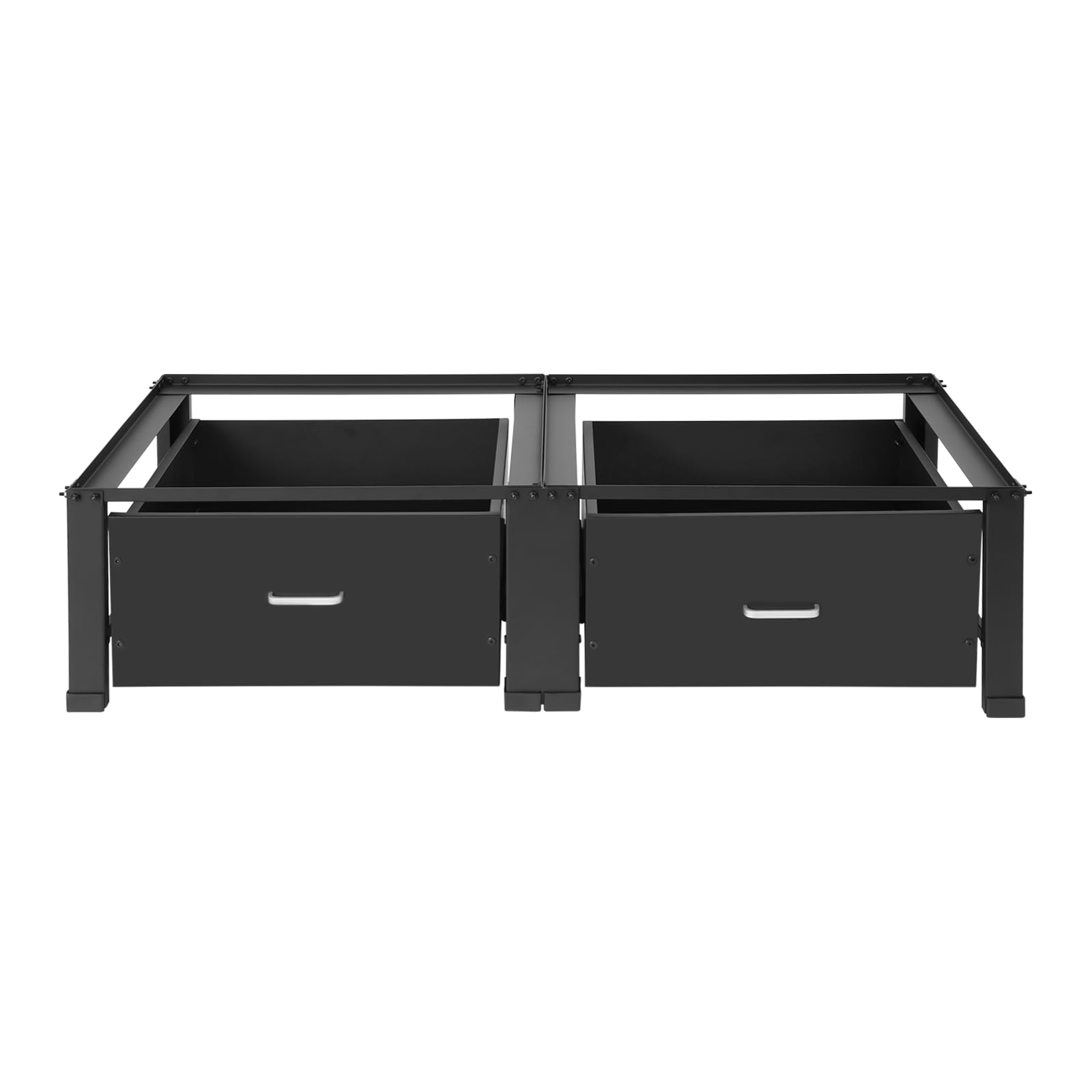 Doppel Waschmaschinen Untergestell Doppelpodest für Trockner mit 2 Schubladen, Max. 200kg, Waschmaschinensockel Unterbau Podest Erhöhung Unterschrank (Schwarz)