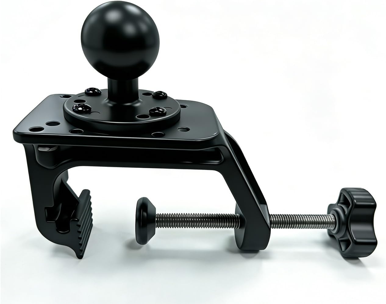 Strg C-Clamp Mount with 1.5" C Size Ball Round Base, Aluminum Support Clamp Boat Mount Universal C Claw Holder Compatible with 1.5" C Size Ball Double Socket arm for Phone GoPro GPS Mounting and More