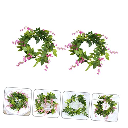 Yardwe 2Pcs Artificial Wisteria Flower Greenery Garland Vintage Decor Wedding Garland With Flowers Artificial Flower Wreath Greenery Hanging Wreath Fake Rose Vine Garland Party Rattan Ivy #TOP1