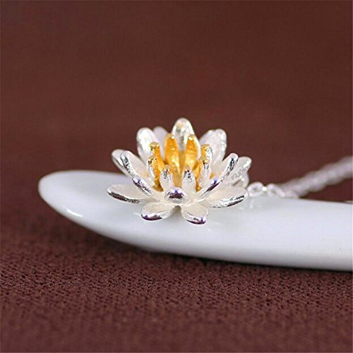 925 Sterling Argent Lotus Colliers et Pendentifs Pour Femmes Élégant Fleur Court Collier Argent Bijoux Bijoux Femme (Or) Cover