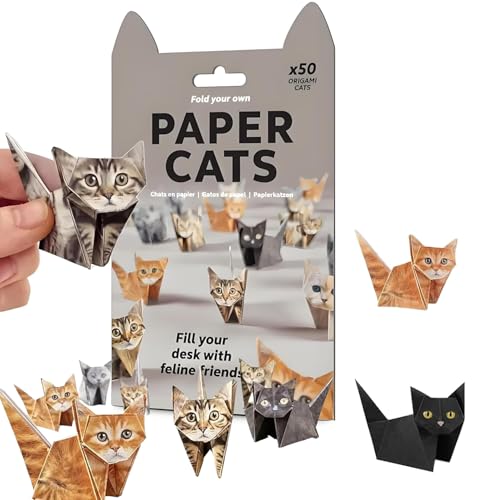 TrustBlai DIY Paper Cats Origami Kit 50 Sheets 3D Origami Paper to Fold Adorable Cat Figures Fun Creative Craft Activity for Adults & Teens Cute Desk Decor & Unique Gift for Cat Lovers