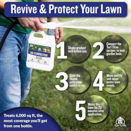 Image of Turf Titan K9 Correcter Dog Urine Neutralizer for Lawns (32 oz) - Fights Yellow Spots and Odors - Grass Dog Urine Neutralizer to Grass Recovery with Weekly Use - Covers Up to 6,000 Sq Ft