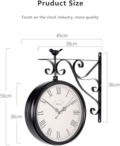 Miniatura 8 de LIFOND Wall Clock Vintage Double Sided Wall Clock Grand Central Station Wall Clock 360 Degree Rotate Antique Design Premium Metal Materials Hanging
