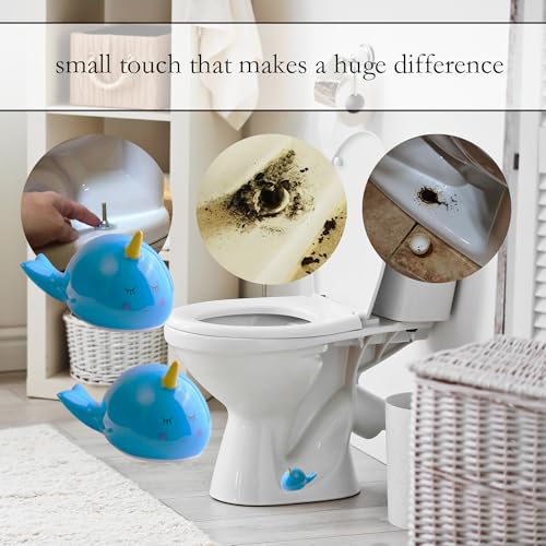 Image of ZUNON Toilet Bolt Caps, Decorative Toilet Bolt Covers, Ceramic Cute Sea Fish Covers Toilet Bolts Bathroom Decor Easy Installation Set of 2 (Blue Whale 2pcs)