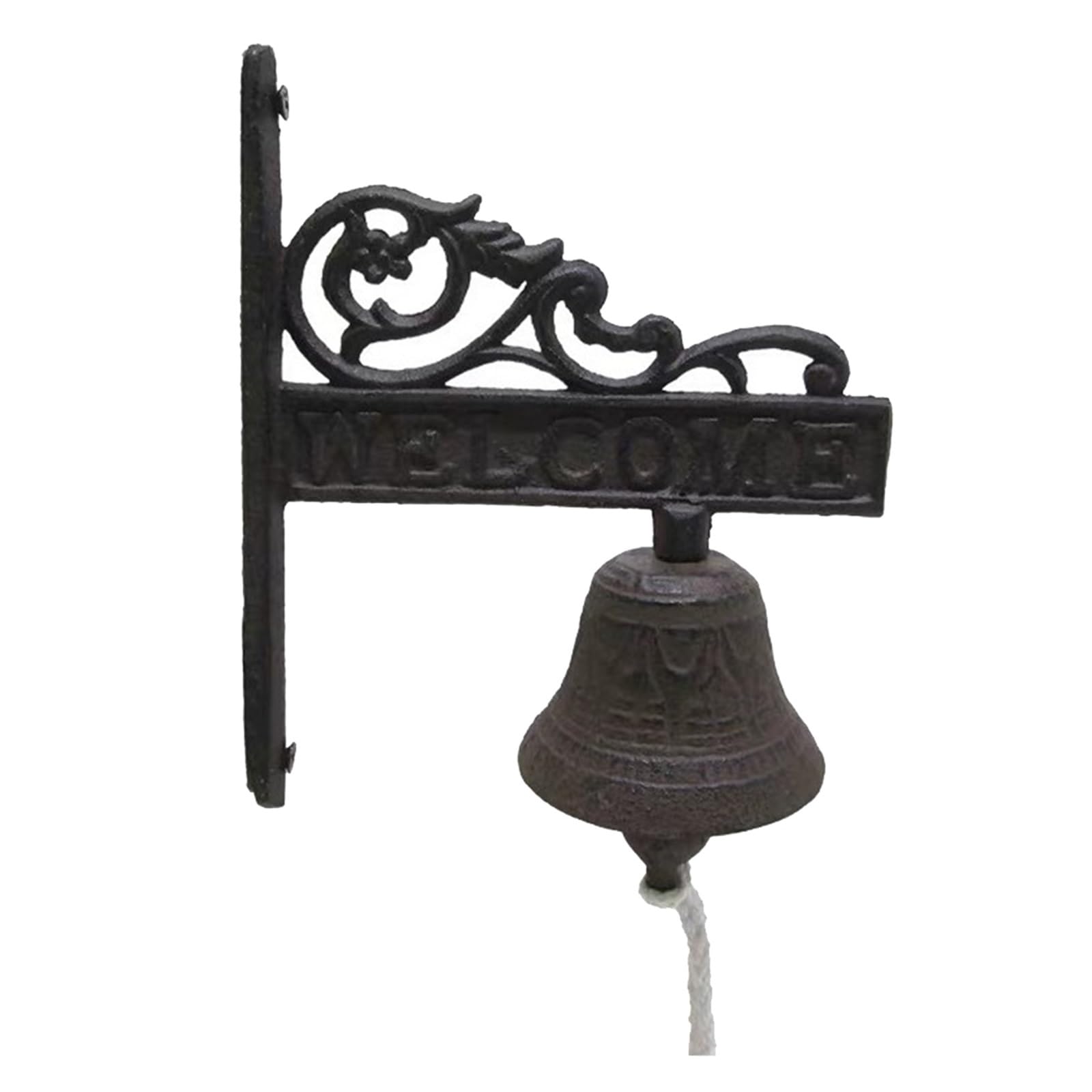 Dfgrgrv Color 01 Cast Iron Bell Doorbell Outdoor Dinner Bells Cast Iron Bracket Mounts Bell Indoor Wall Hanging Antique Decor(Color 01)