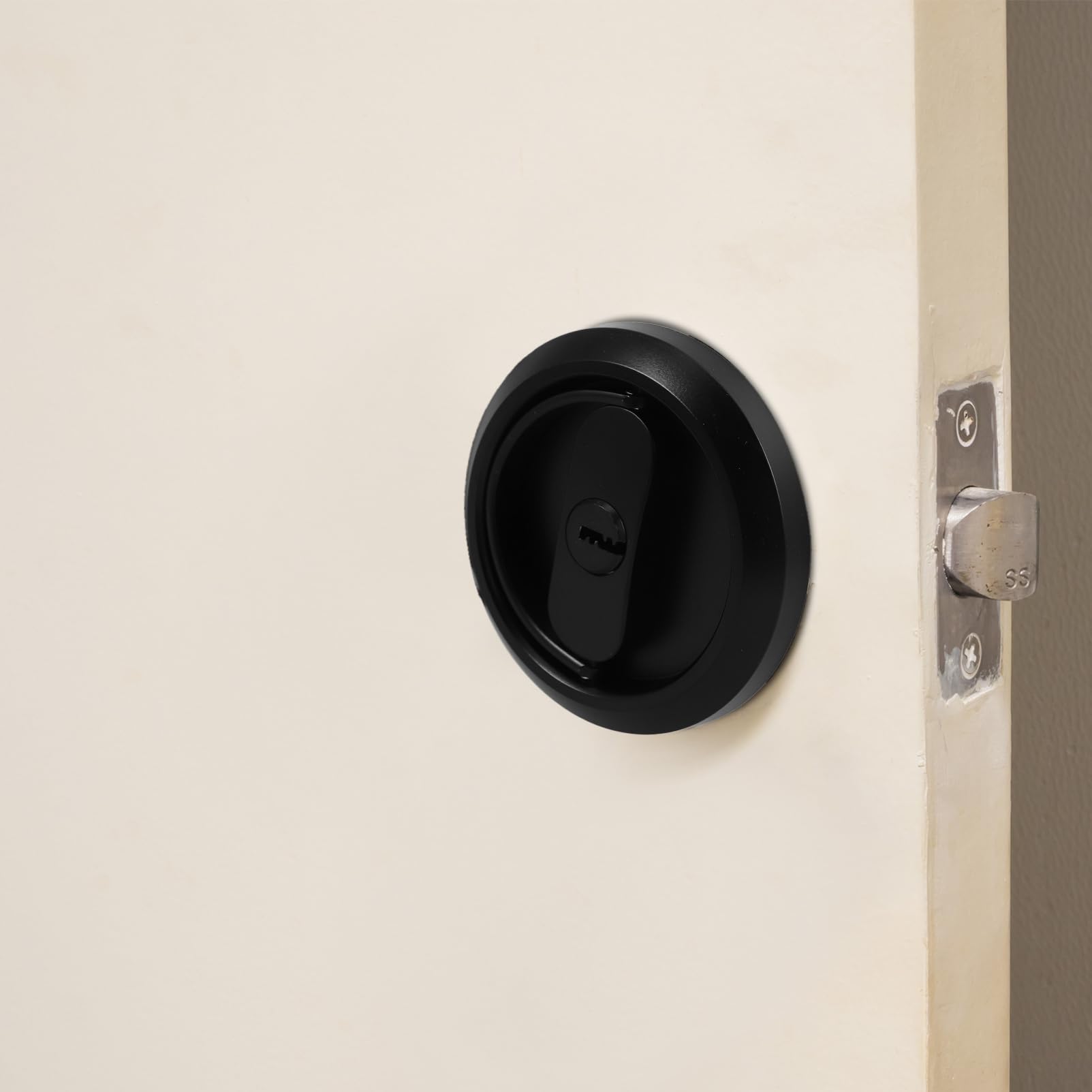 Mikikit Cerradura Empotrada de Puerta de Inoxidable Invisible Instalación para Dormitorios Baños y Cocinas Seguridad Adicional para Hogar
