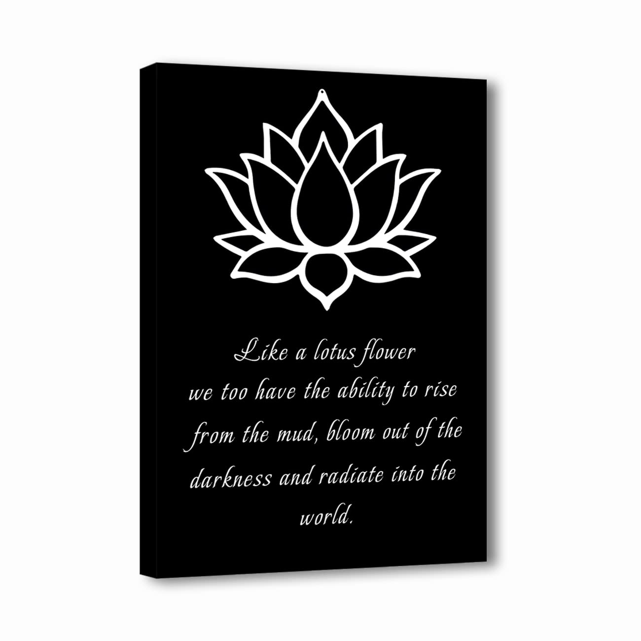 Cuadro Decorativo de Lienzo con diseño de Flor de Loto, Citas Inspiradoras, póster para SPA, láminas Decorativas para Yoga, meditación y Ambiente Espiritual (Flor de Loto-3, 50x75