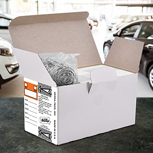Image of Versa-Tags 250 Per Box, Self-Protecting Paper Key Tags with Chrome-Plated Split Rings Perfect for Car Truck Or RV Dealers Top Stripe Orange