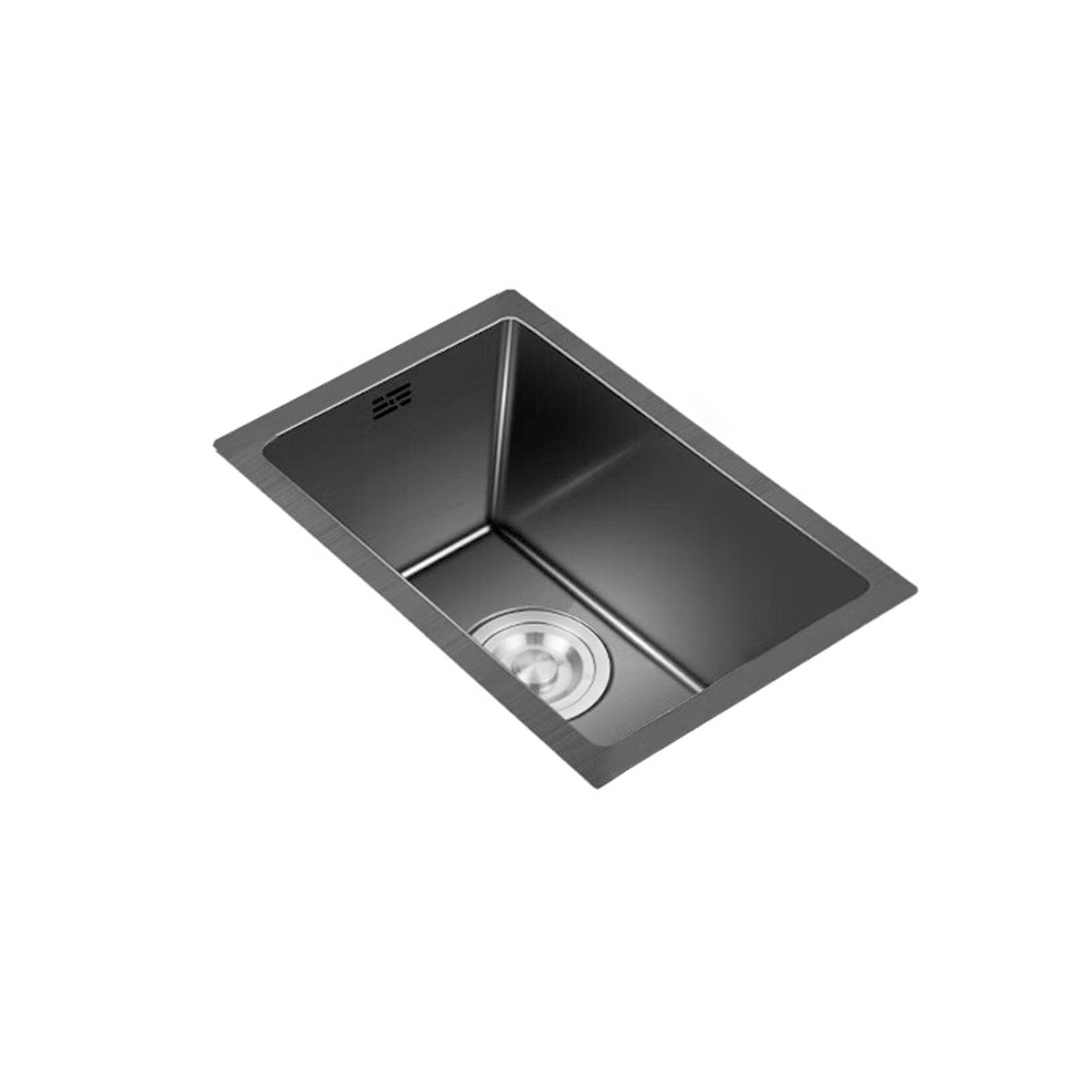 Évier de cuisine rectangulaire 38 cm cuve en inox noir pour petit espace
